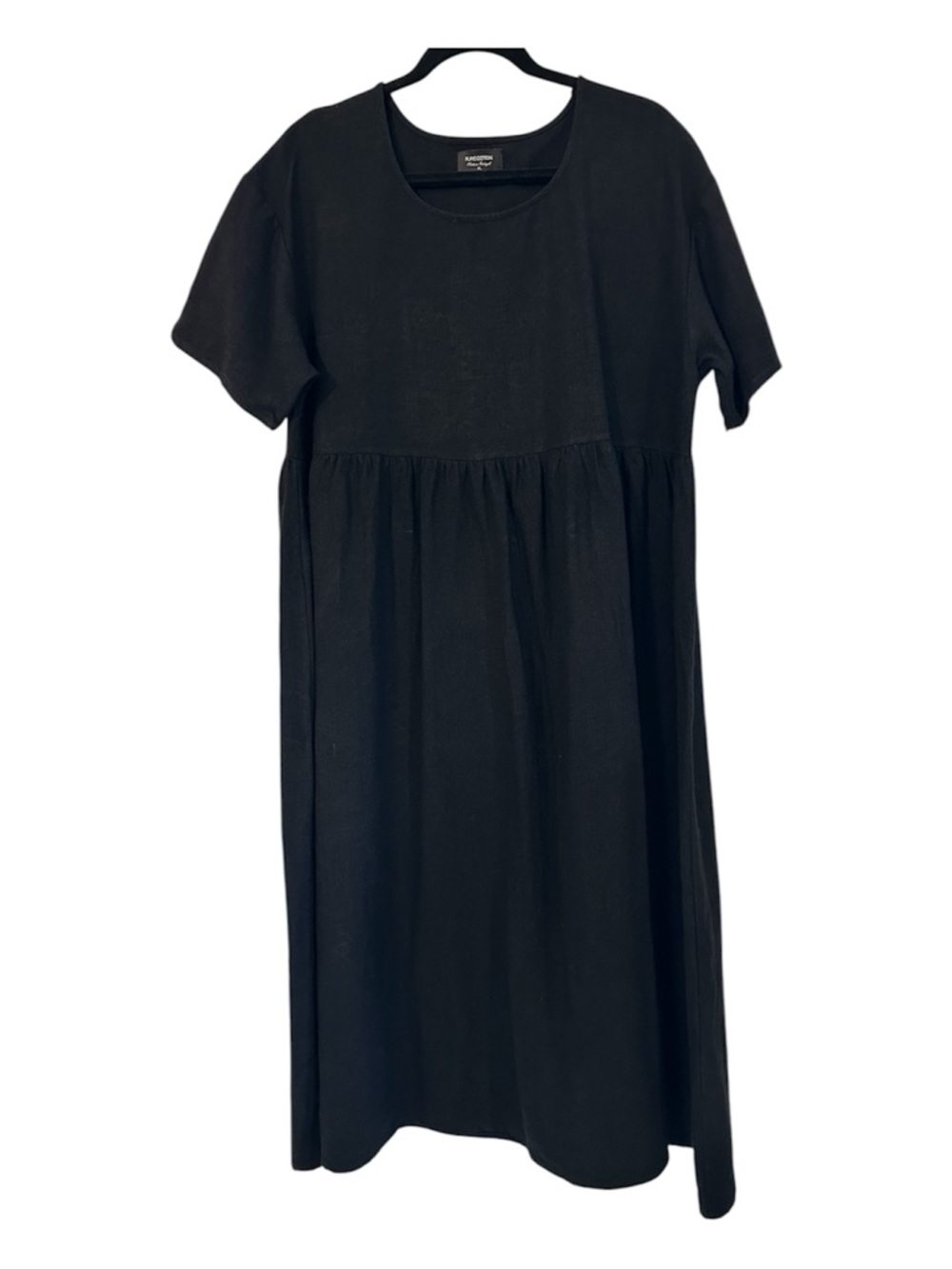 Pure Cotton | Black Linen Midi Dress | Size XL